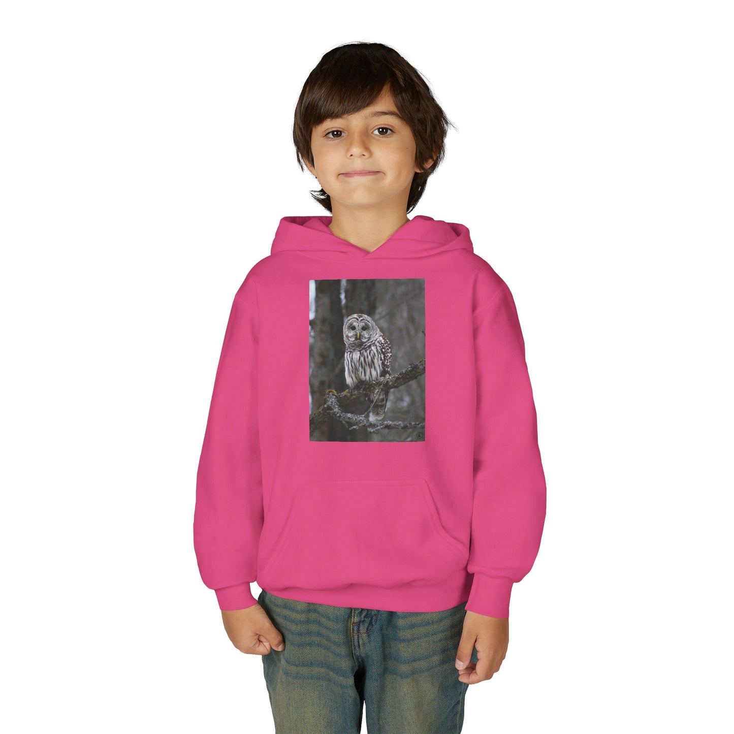 Owl Portrait Youth Hoodie — Realistic Forest Owl Graphic