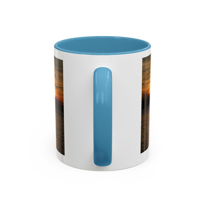 Sunset Lake Photo Accent Coffee Mug — Golden Sunset Reflection (11/15oz)