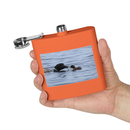Loon Family 6oz Stainless Steel Flask — Nature Wildlife Gift