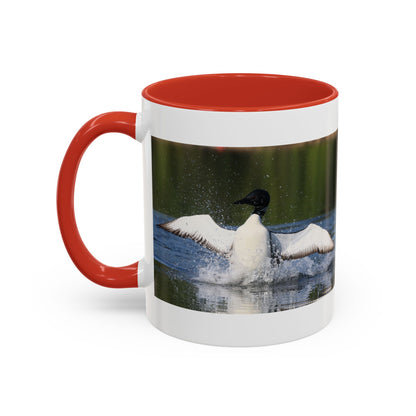 Loons Taking Off Accent Coffee Mug — Wildlife Nature Bird Lover Gift