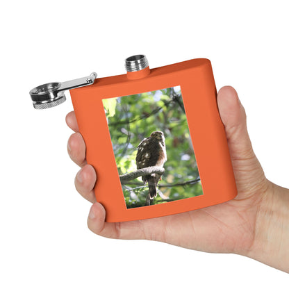 Flask — Woodland Hawk Photo Stainless Steel 6oz Hip Flask