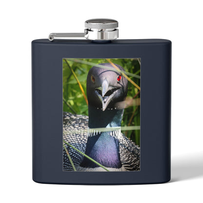 Loon Photo Stainless Steel Flask – 6oz Nature Wildlife Hip Flask