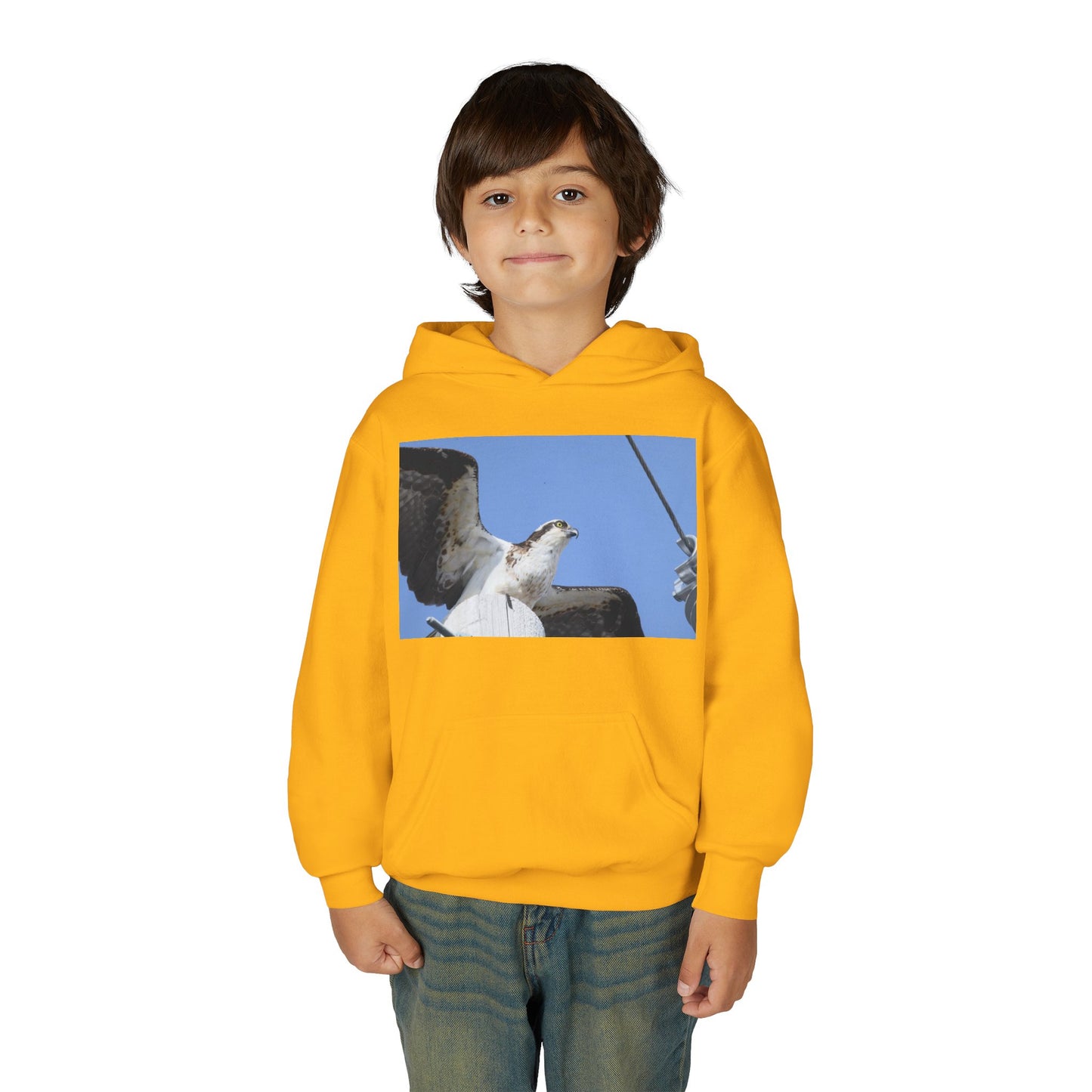 Youth Osprey Photo Hoodie — Kids Birdwatching Nature Pullover