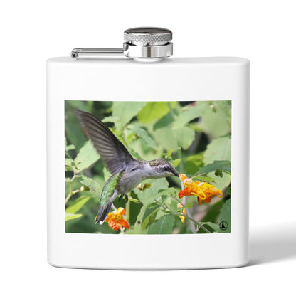 Hummingbird Photo Stainless Steel Flask — 6oz Portable Liquor Hip Flask