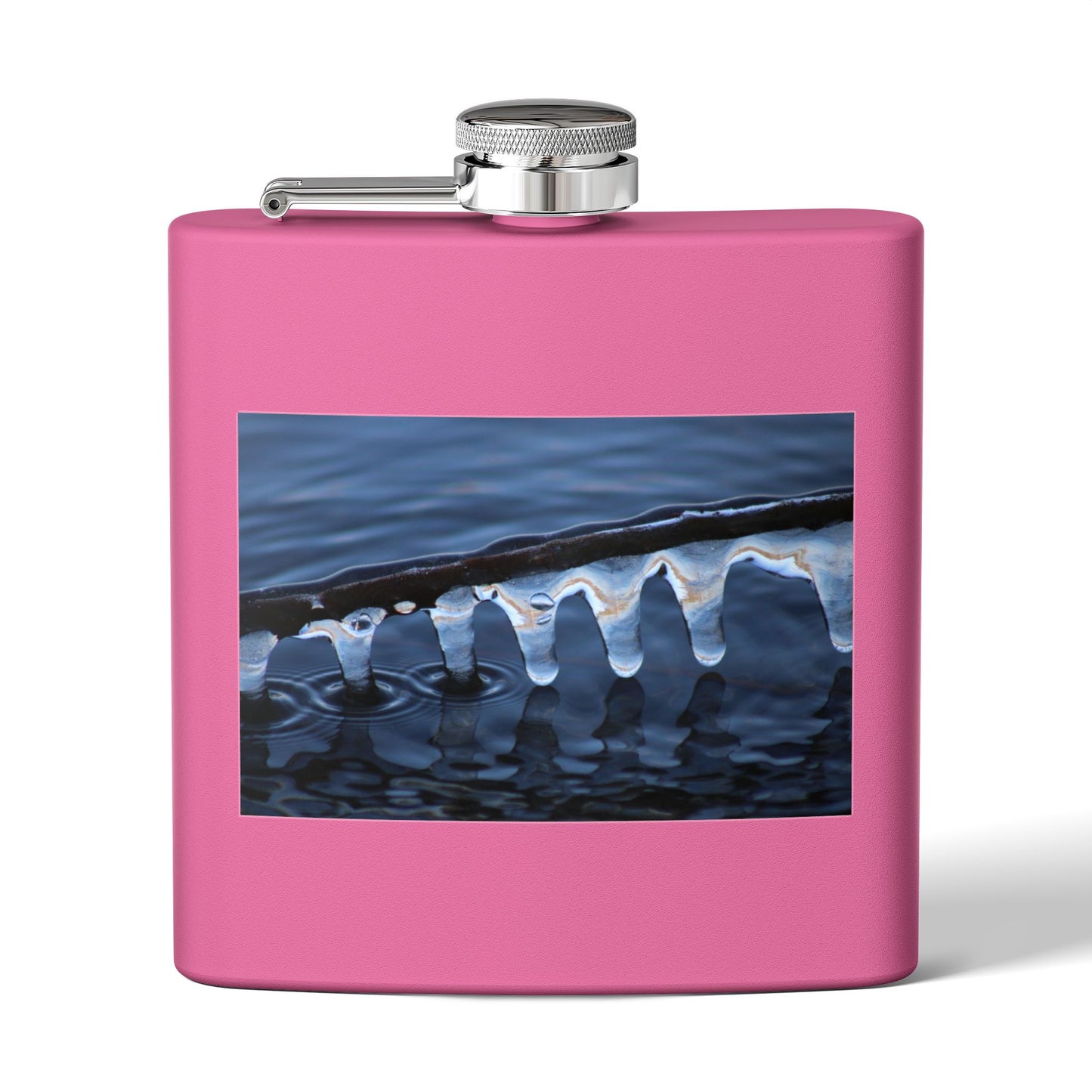 Ice Edge Flask — 6oz Stainless Steel Hip Flask with Winter Water Photography