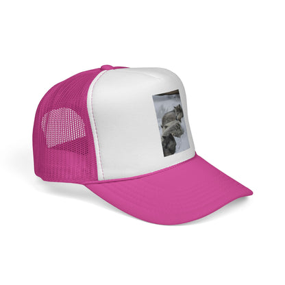 Wolf Pack Trucker Cap — Cozy Snow Wildlife Photo Hat