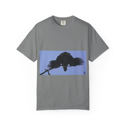 Aerial Raven: Black Wing Silhouette, Overhead Flight Perspectivephotography shirts