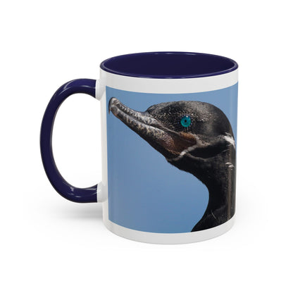 Cormorant Accent Coffee Mug — Blue Bird Portrait Ceramic Tea Cup (11/15oz)