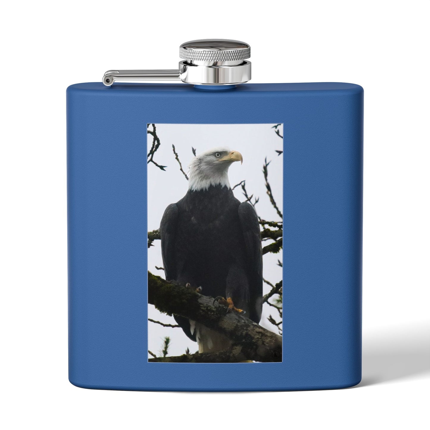 Eagle Photo Flask – 6oz Stainless Steel Hip Flask, Patriotic Wildlife Gift