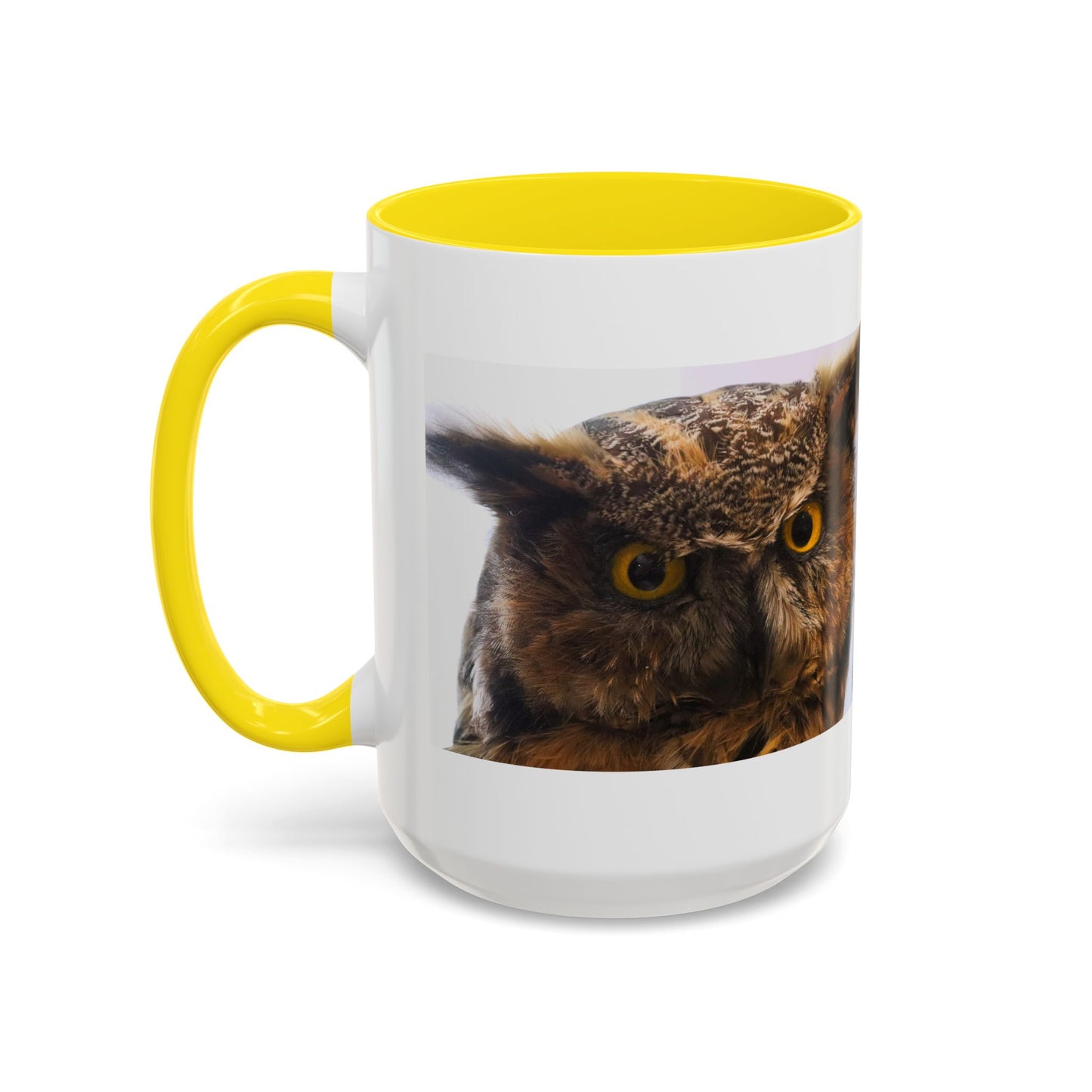 Owl Accent Coffee Mug – Realistic Great Horned Owl Photo (11/15 oz)