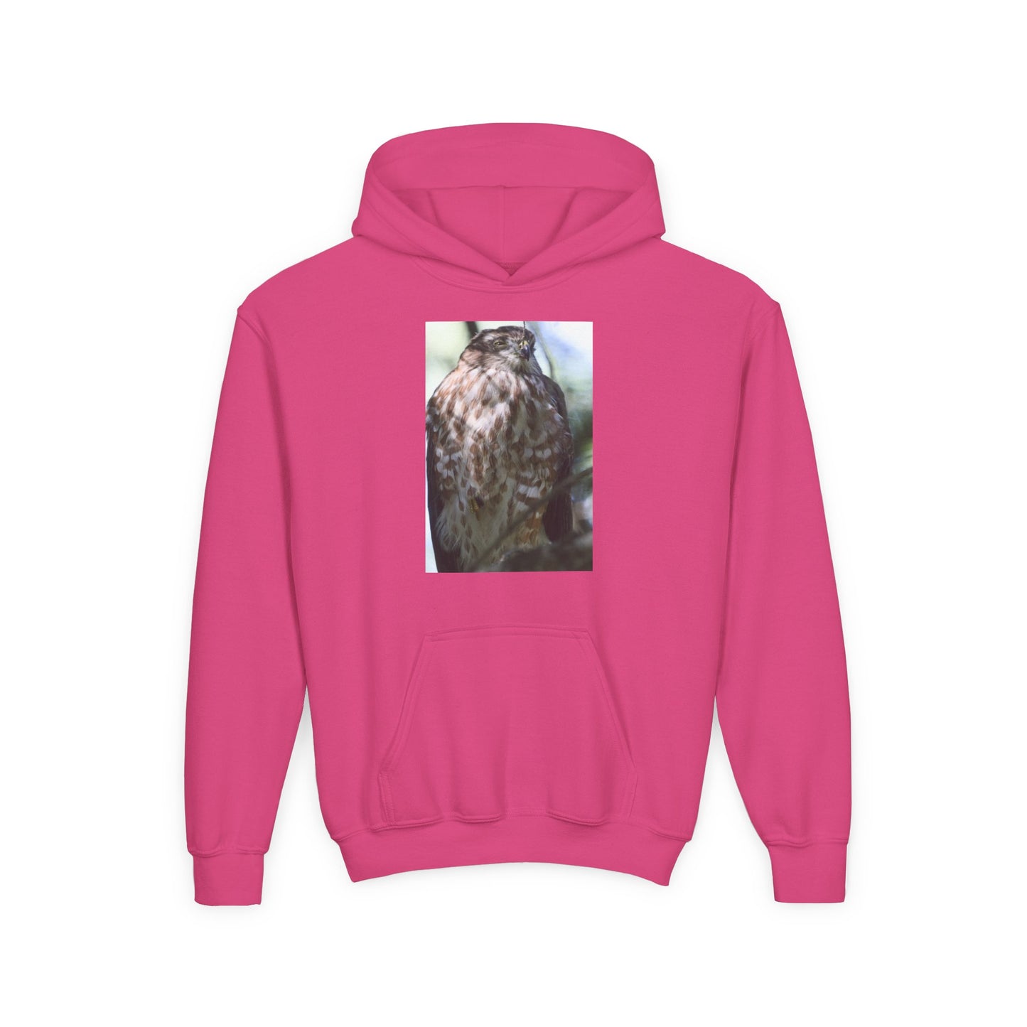Youth Owl Hoodie – Photoreal Hawk Owl Print Kids' Hooded Sweatshirt