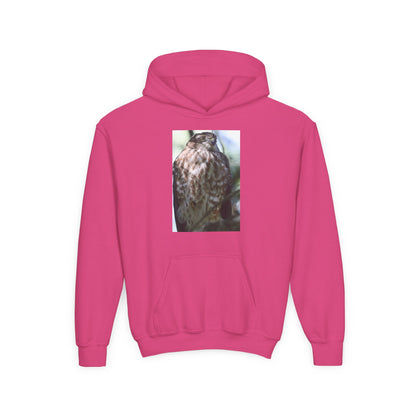 Youth Owl Hoodie – Photoreal Hawk Owl Print Kids' Hooded Sweatshirt