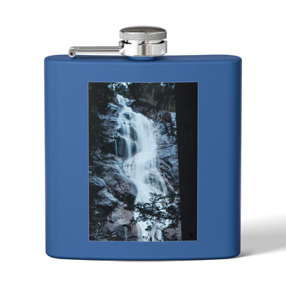 Waterfall Photo Stainless Steel Flask — 6oz Pocket Hip Flask for Outdoors & Travel
