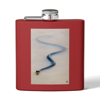 6oz Stainless Steel Flask with Serpentine Snow Trail Photo – Minimal Outdoor Gift