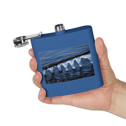 Ice Edge Flask — 6oz Stainless Steel Hip Flask with Winter Water Photography