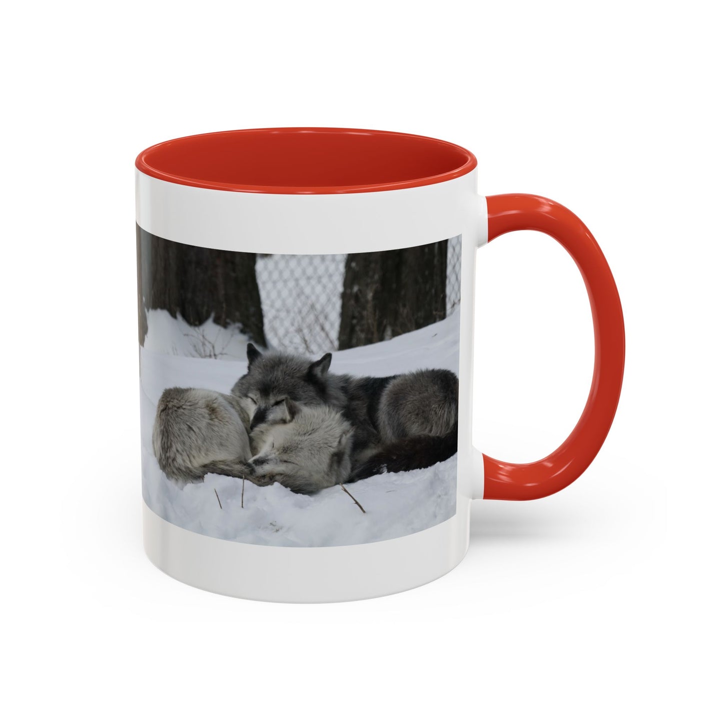 Wolf Pair Accent Coffee Mug – Winter Wildlife Photo Mug (11/15 oz)