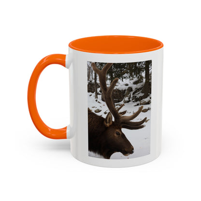 Elk in Snow Accent Coffee Mug — Nature Wildlife Photo Mug (11/15oz)
