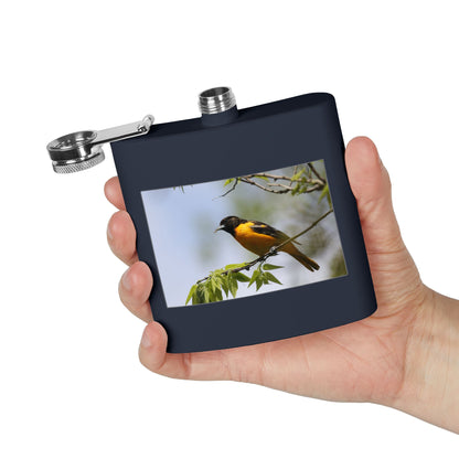 6oz Bird Photo Stainless Steel Flask — Baltimore Oriole Nature Gift