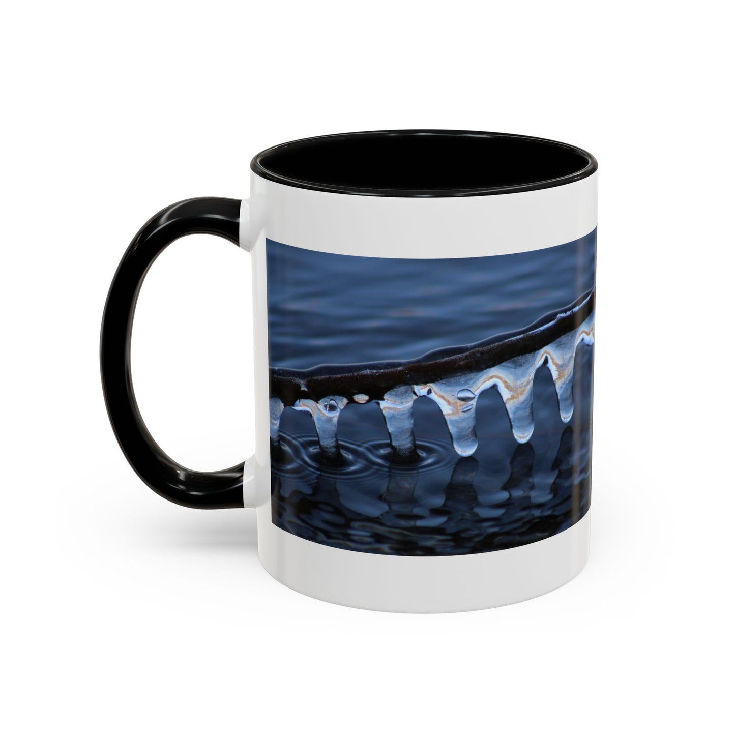 Blue Icicle Wave Accent Coffee Mug — Winter Water Photography 11/15oz