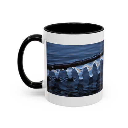 Blue Icicle Wave Accent Coffee Mug — Winter Water Photography 11/15oz