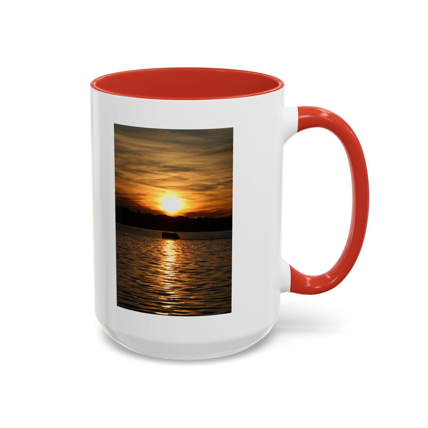 Sunset Lake Photo Accent Coffee Mug — Golden Sunset Reflection (11/15oz)