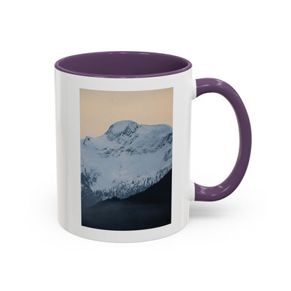 Mountain Sunrise Accent Coffee Mug — Scenic Snow Peak Photo (11/15oz)
