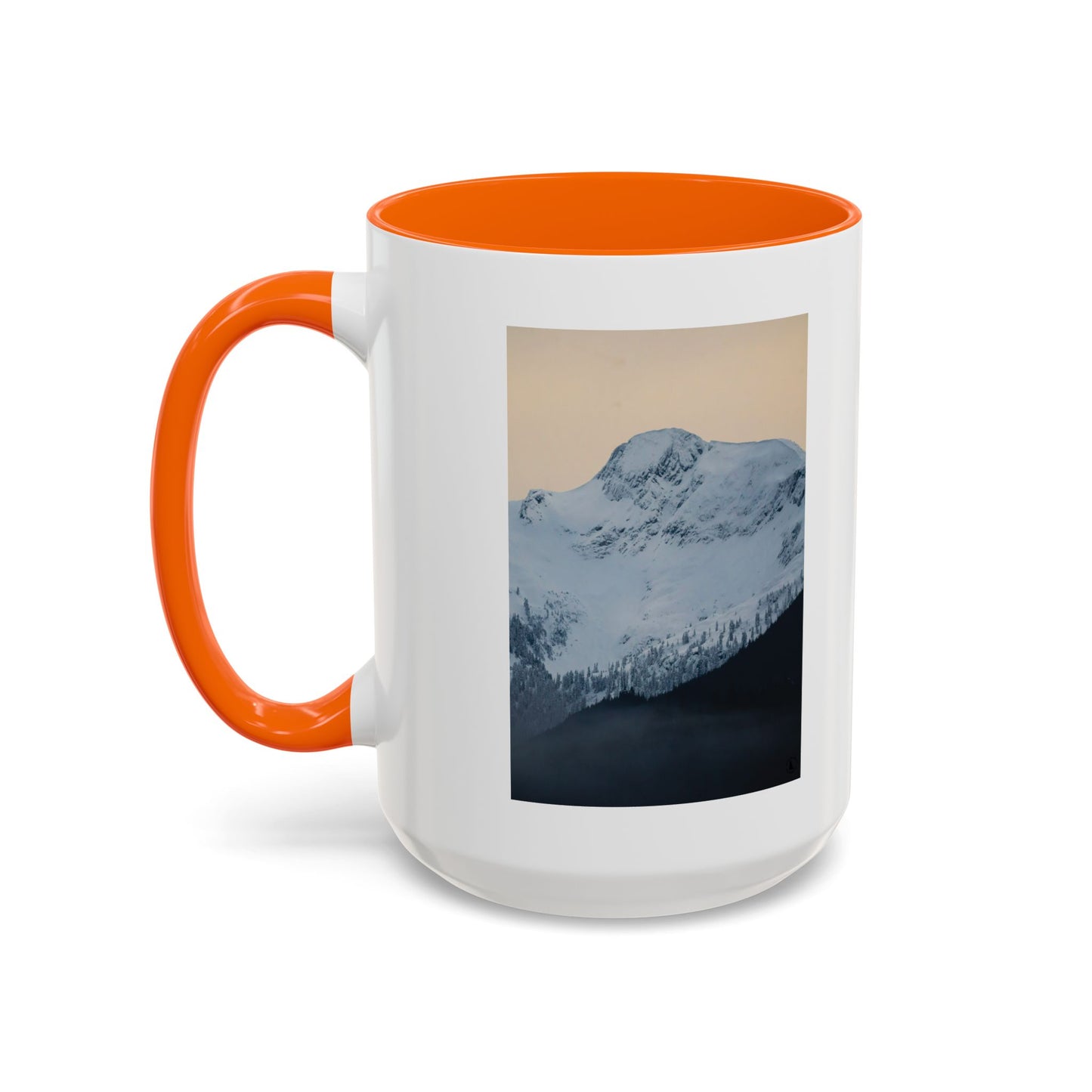 Mountain Sunrise Accent Coffee Mug — Scenic Snow Peak Photo (11/15oz)