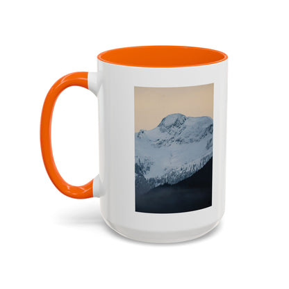 Mountain Sunrise Accent Coffee Mug — Scenic Snow Peak Photo (11/15oz)