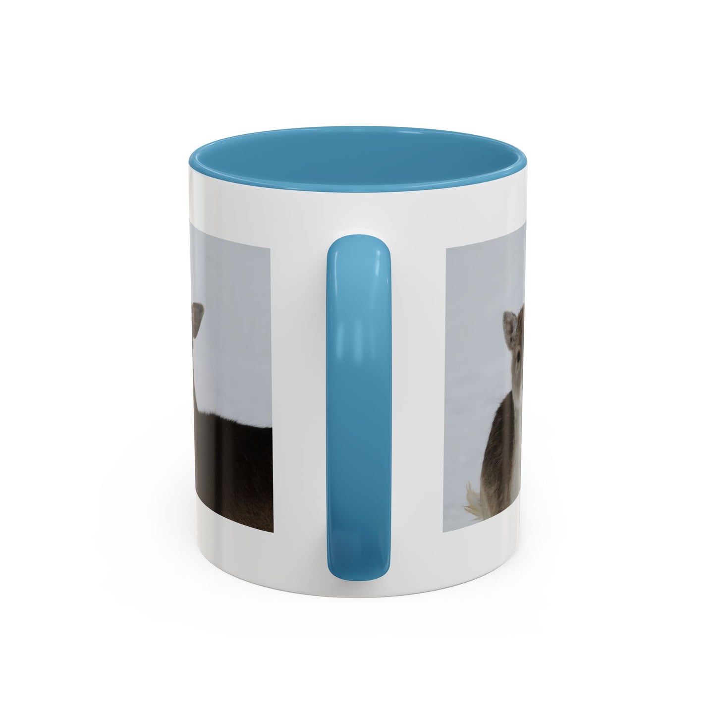 Deer Pair Accent Coffee Mug — Cute Winter Wildlife Ceramic Mug (11/15oz)