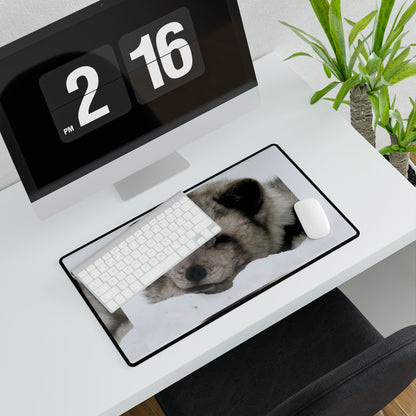Arctic Fox Desk Mat — Large Animal Print Mouse Pad for Workstation