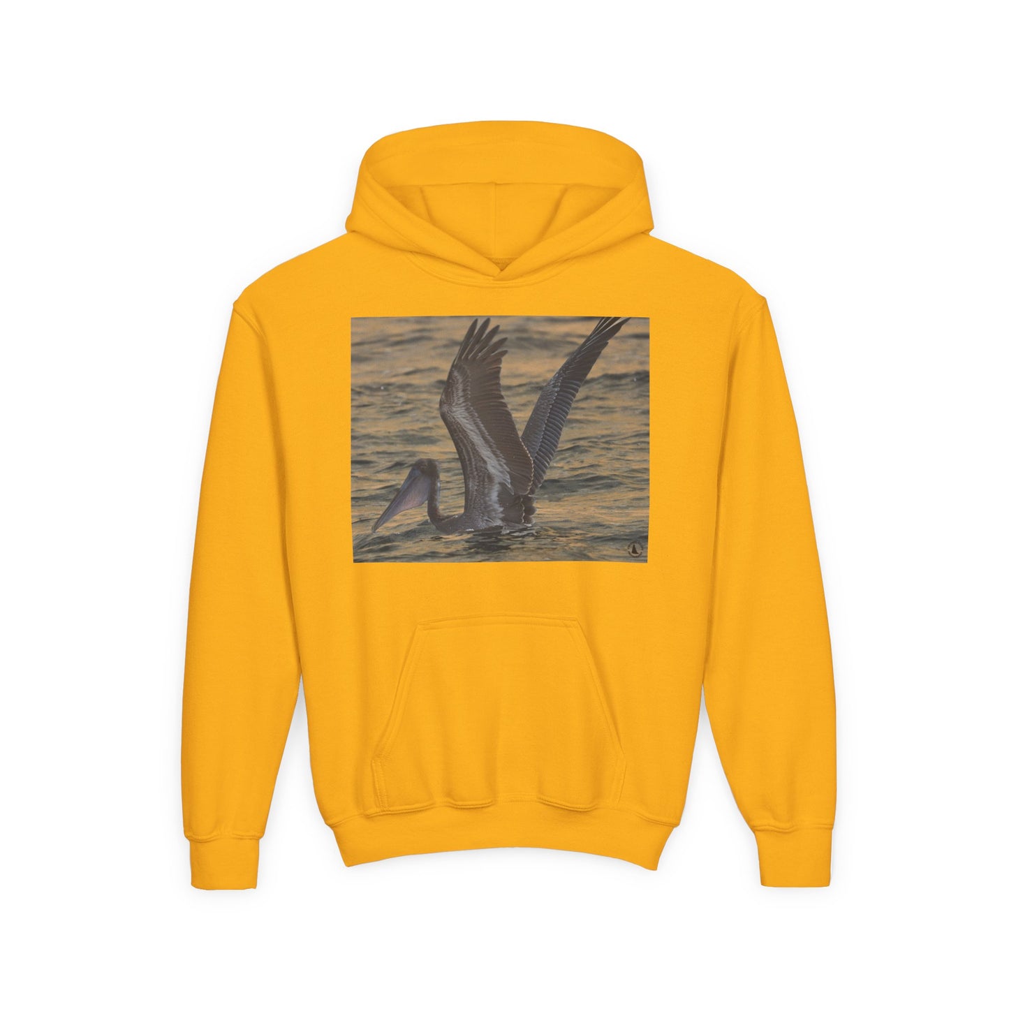 Youth Pelican Sunset Hoodie — Kids Beach Wildlife Pullover