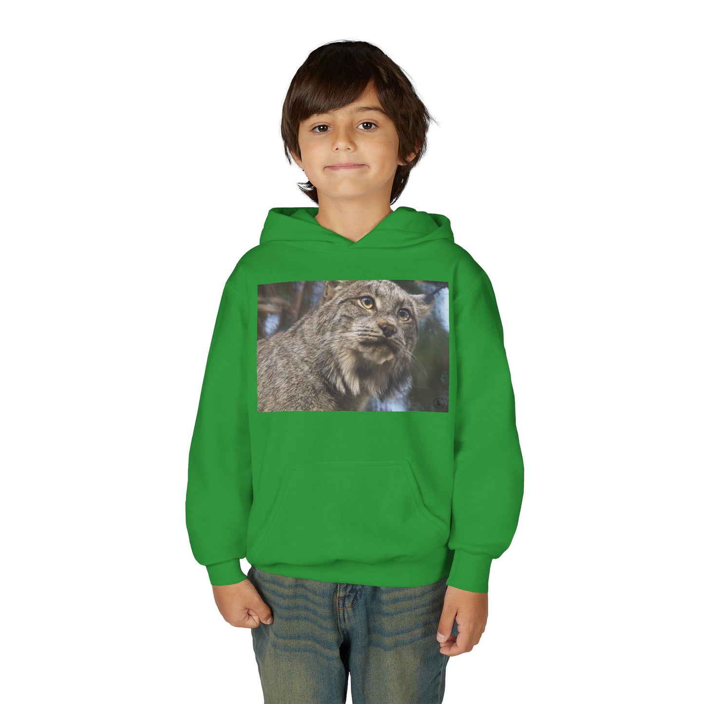 Youth Lynx Hoodie – Realistic Wildcat Photo Pullover for Kids