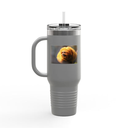 40oz Insulated Travel Mug with Cute Golden Pomeranian Photo