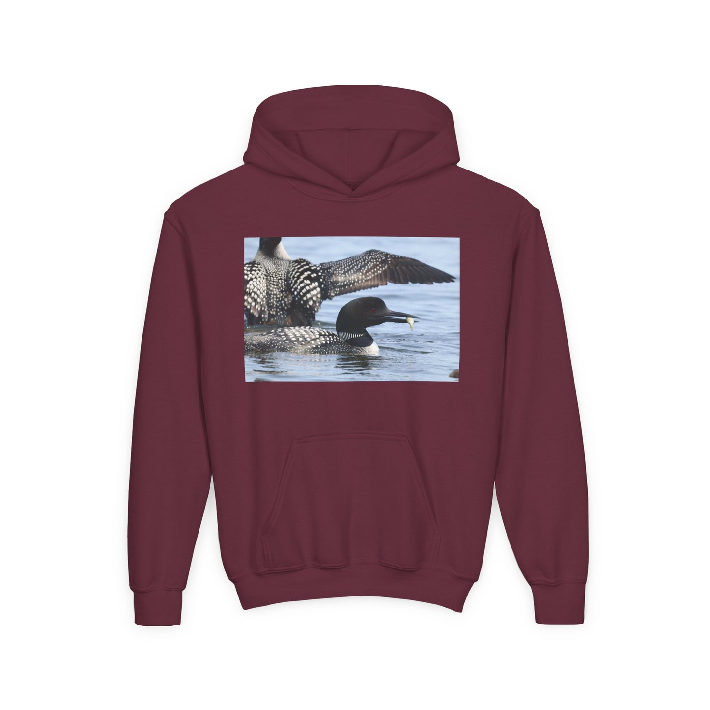 Loon Lake Youth Hoodie — Scenic Common Loon Wildlife Photo