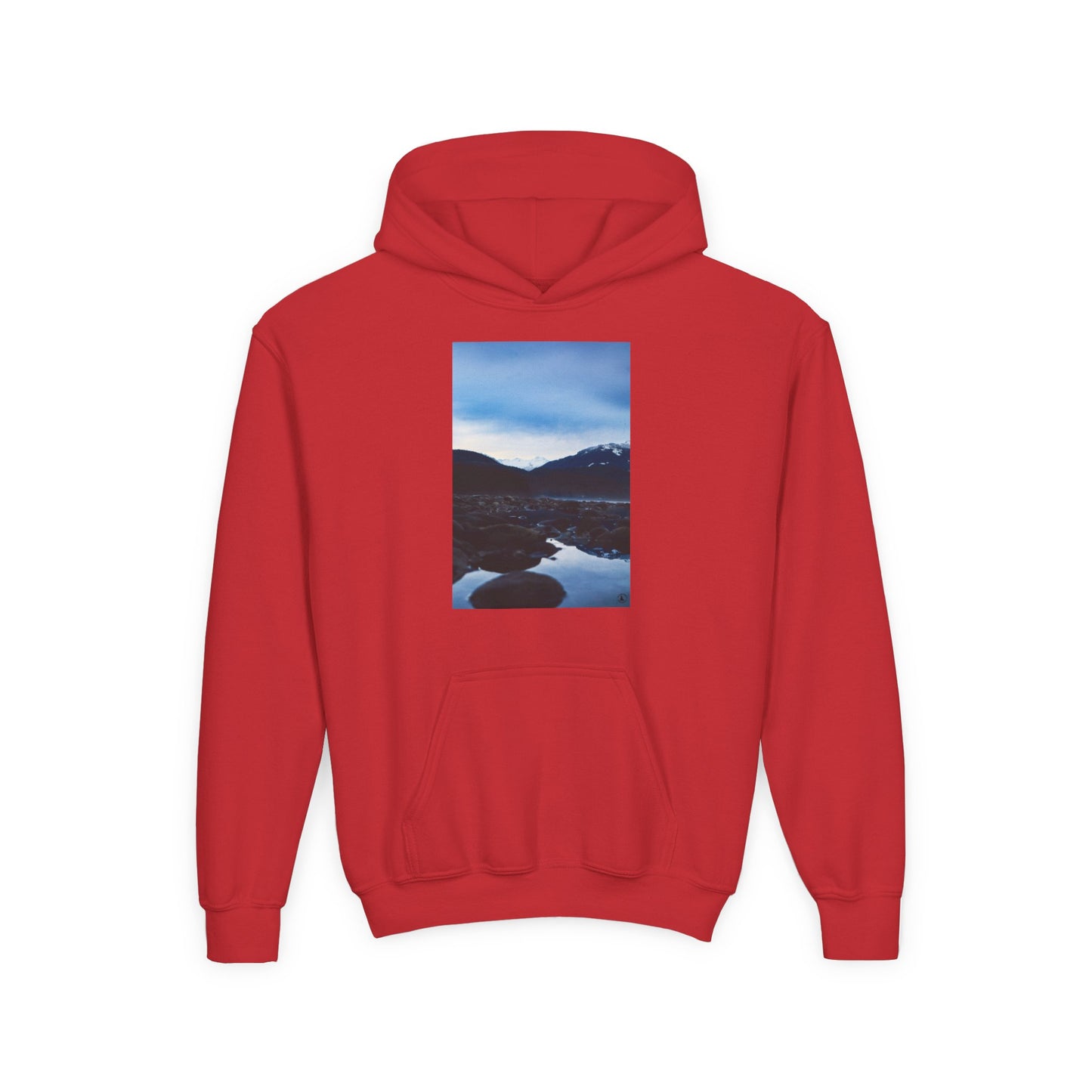 Youth Hoodie with Mountain Lake Photo Print — Nature Landscape Pullover