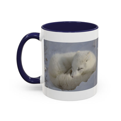Arctic Fox Photo Accent Coffee Mug – Winter Wildlife Ceramic Mug (11/15oz)