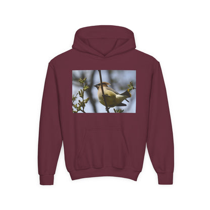 Cedar Waxwing Bird Hoodie | Youth Hooded Sweatshirt