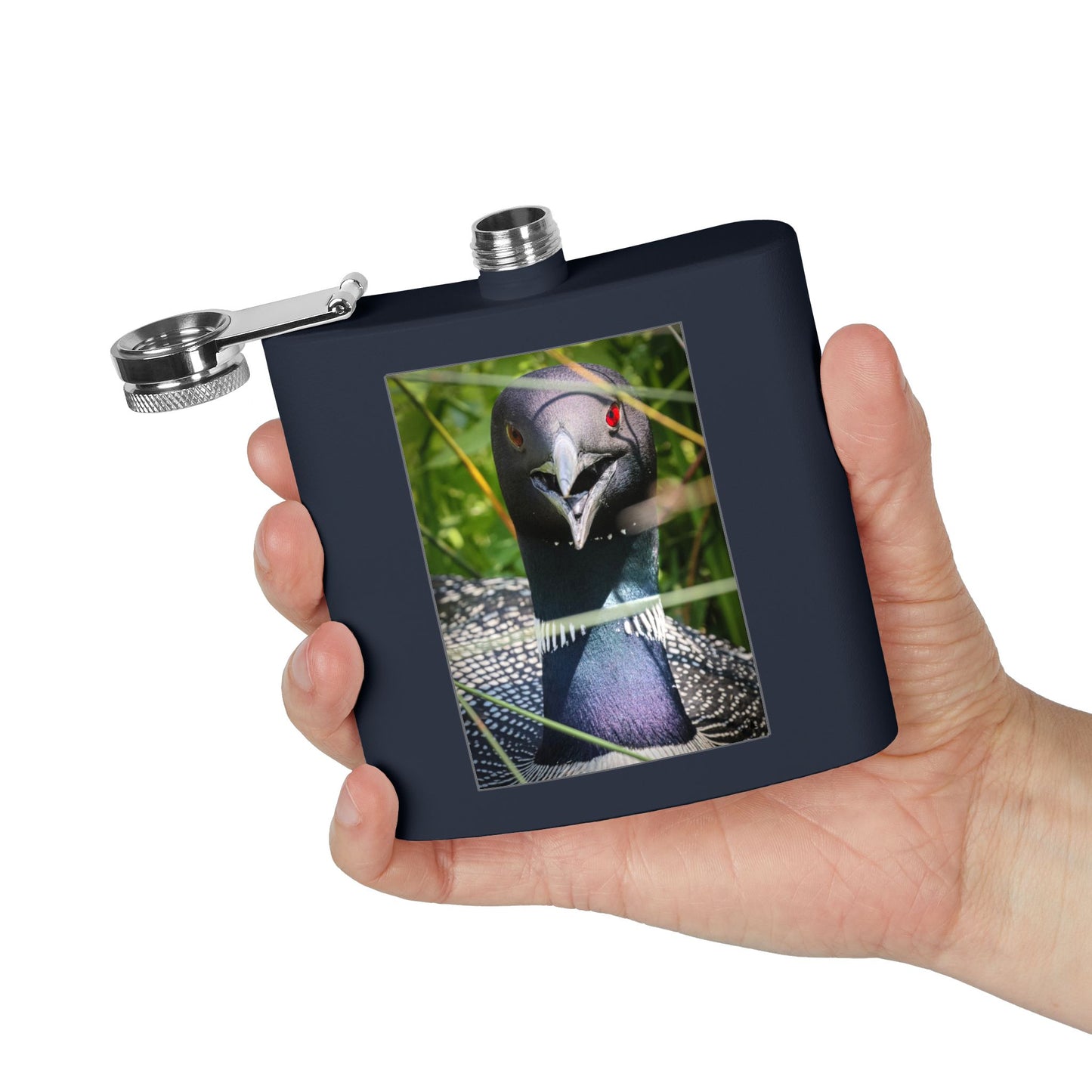 Loon Photo Stainless Steel Flask – 6oz Nature Wildlife Hip Flask