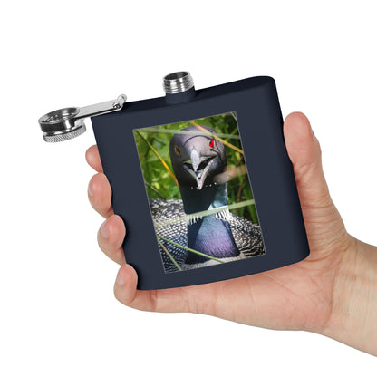 Loon Photo Stainless Steel Flask – 6oz Nature Wildlife Hip Flask
