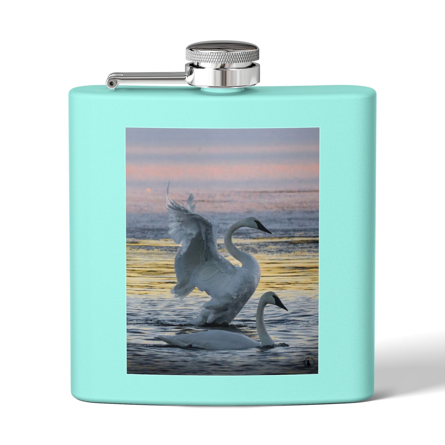 Swan Sunset Stainless Steel Flask — 6oz Travel Hip Flask