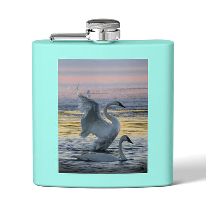 Swan Sunset Stainless Steel Flask — 6oz Travel Hip Flask