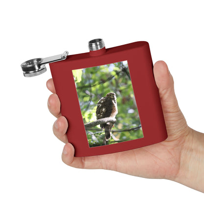 Flask — Woodland Hawk Photo Stainless Steel 6oz Hip Flask