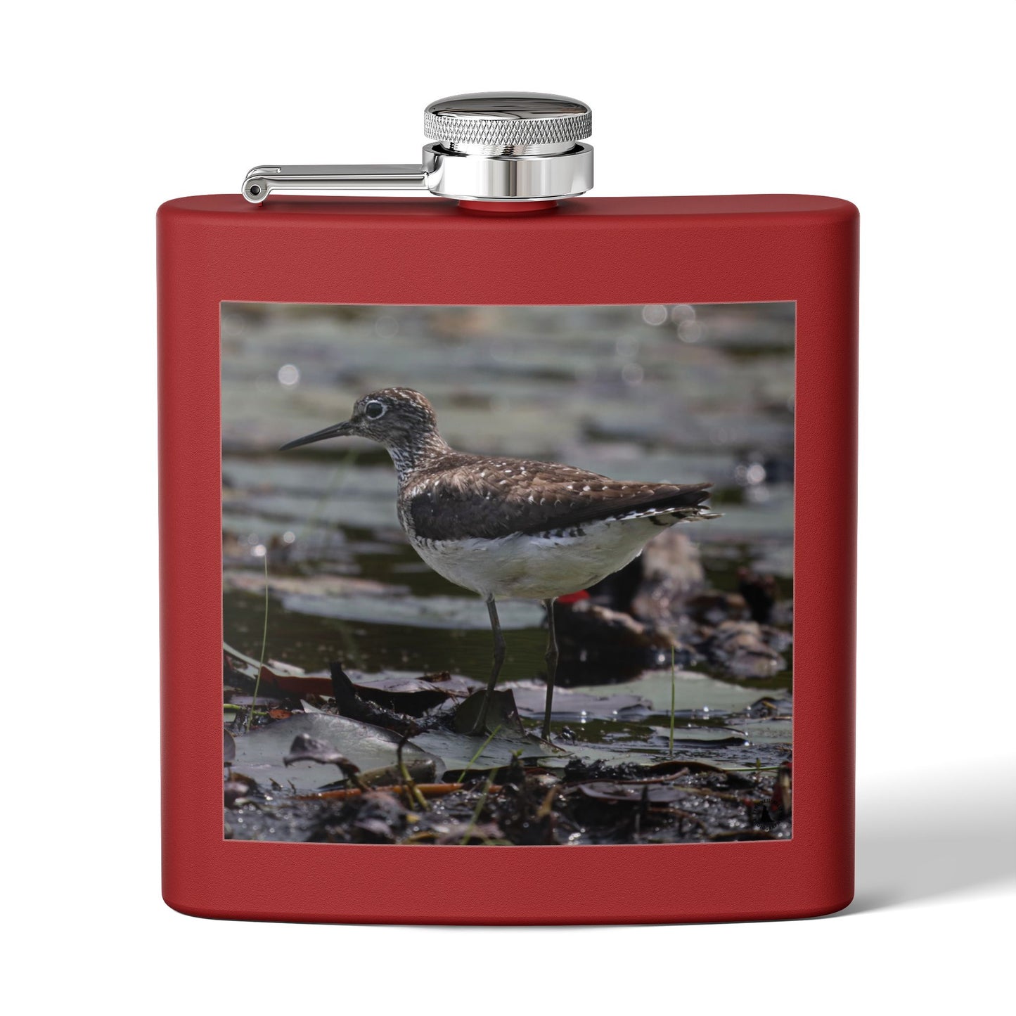 6oz Stainless Steel Flask – Sandpiper Wildlife Photo Hip Flask for Birdwatchers