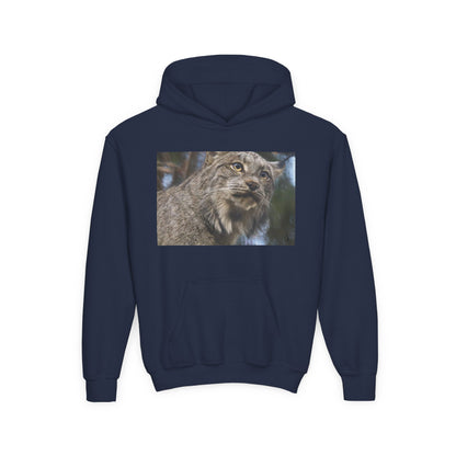 Youth Lynx Hoodie – Realistic Wildcat Photo Pullover for Kids