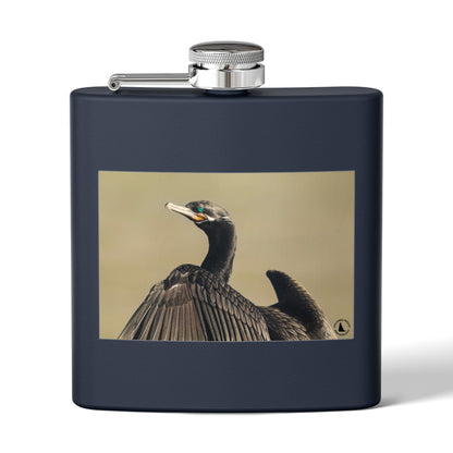 Cormorant Photo Stainless Steel Flask – 6oz Pocket Hip Flask for Birdwatchers & Outdoor Lovers