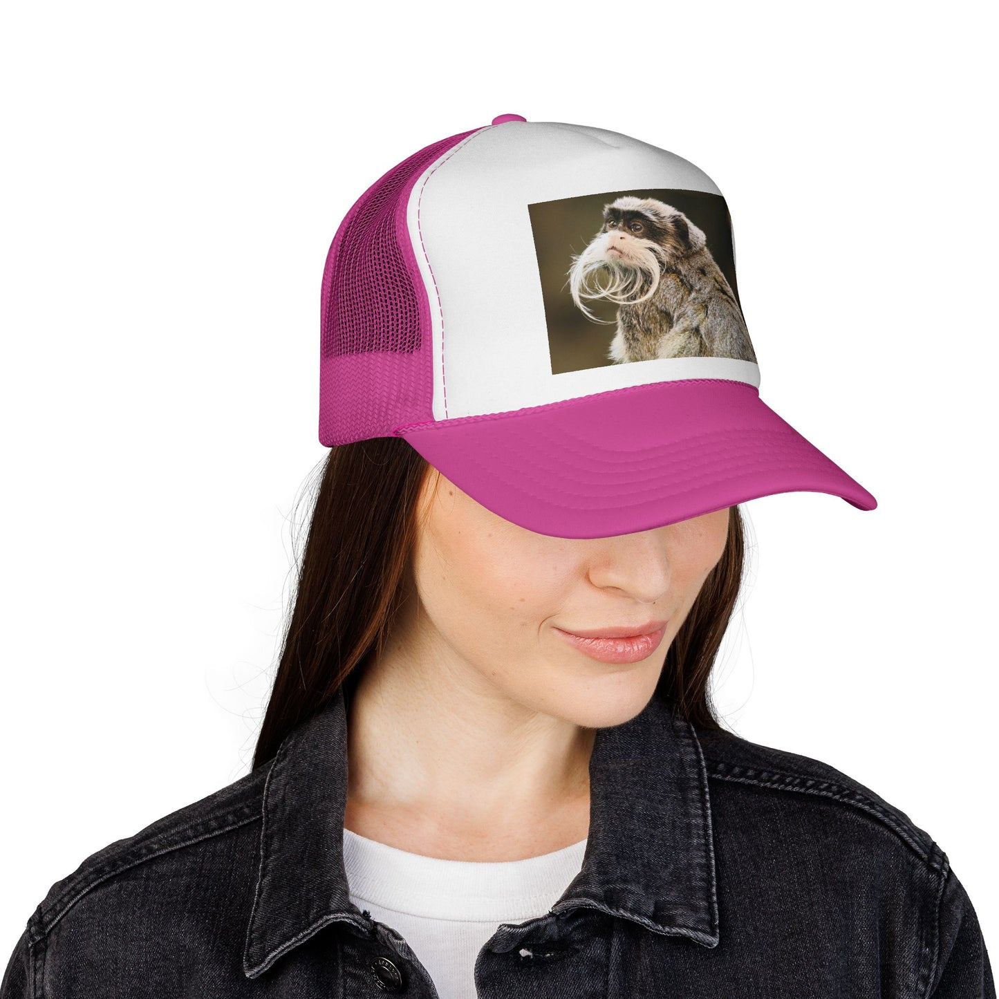 Emperor Tamarin Trucker Hat – Cute Monkey Photo Cap for Animal Lovers