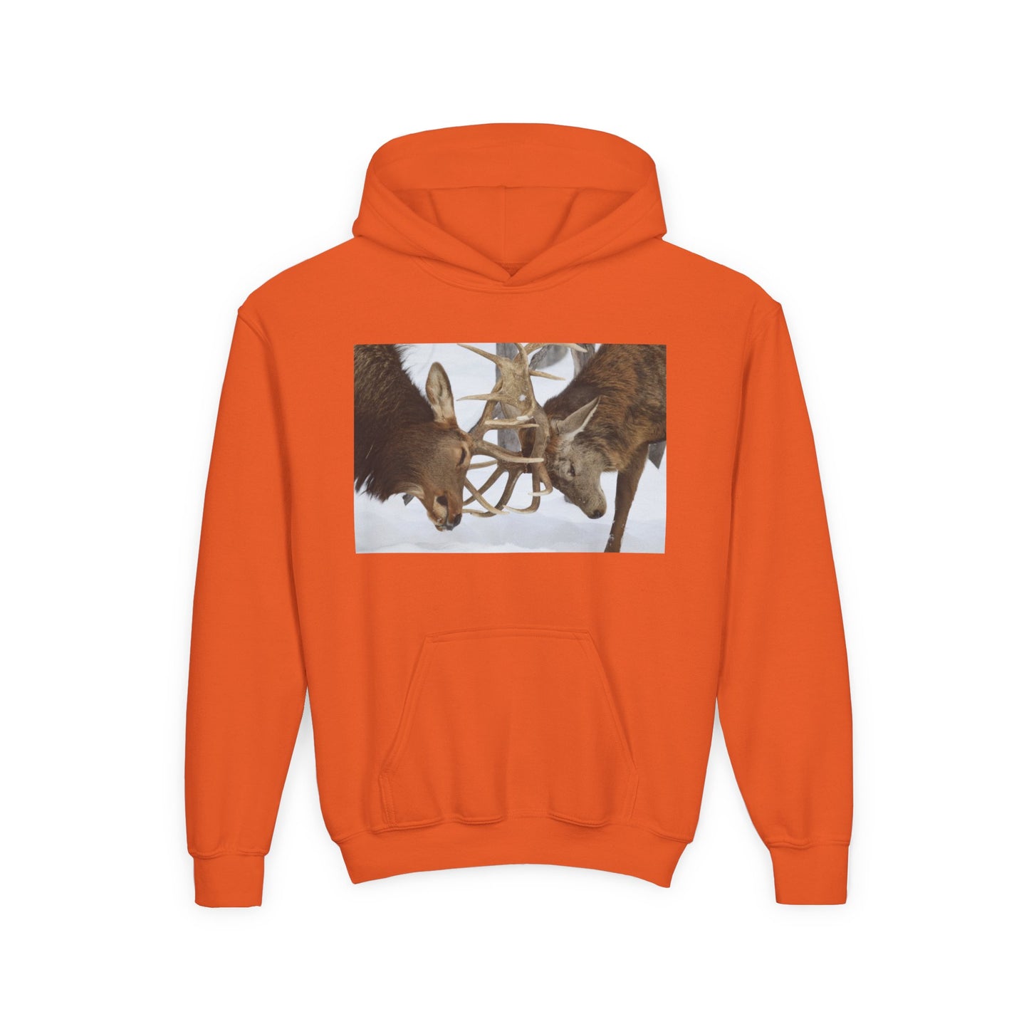 Fighting Deer Antlers Youth Hoodie | Wildlife Nature Illustration