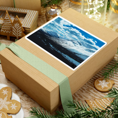 Snowy Mountain Landscape Kiss-Cut Sticker — Arctic Scenery Laptop Decal