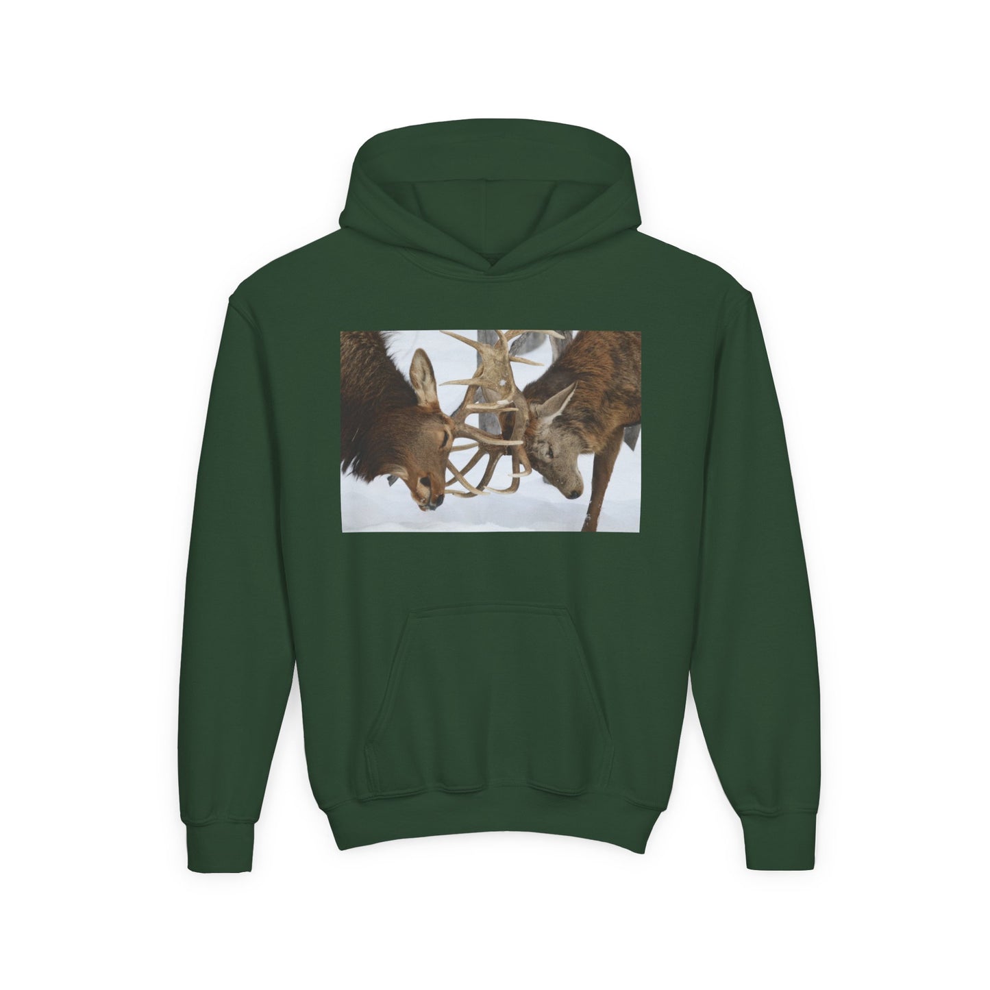 Fighting Deer Antlers Youth Hoodie | Wildlife Nature Illustration