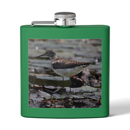 6oz Stainless Steel Flask – Sandpiper Wildlife Photo Hip Flask for Birdwatchers